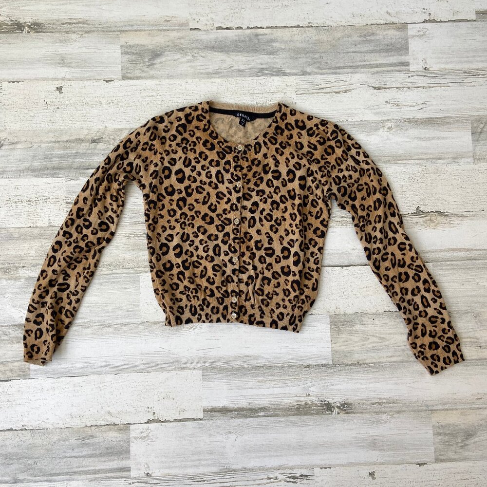 GEORGE Girls Size XL 14-16 Animal Print Crop Cardigan Sweater Button Front